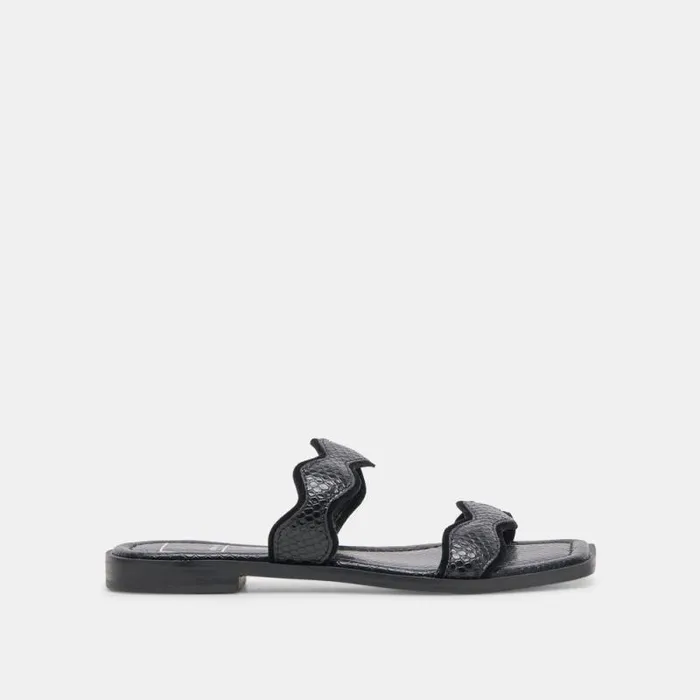 Dolce Vita Ilva Sandals Onyx Embossed Leather Women Sandals