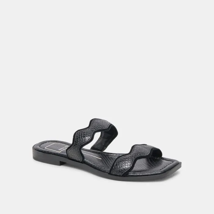 Dolce Vita Ilva Sandals Onyx Embossed Leather Women Sandals