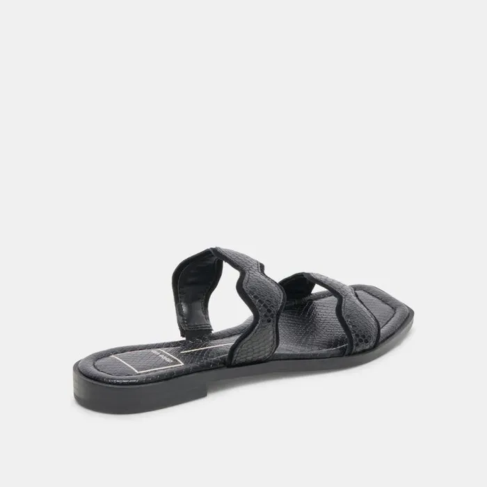 Dolce Vita Ilva Sandals Onyx Embossed Leather Women Sandals