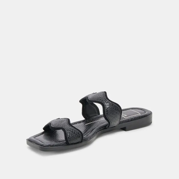 Dolce Vita Ilva Sandals Onyx Embossed Leather Women Sandals