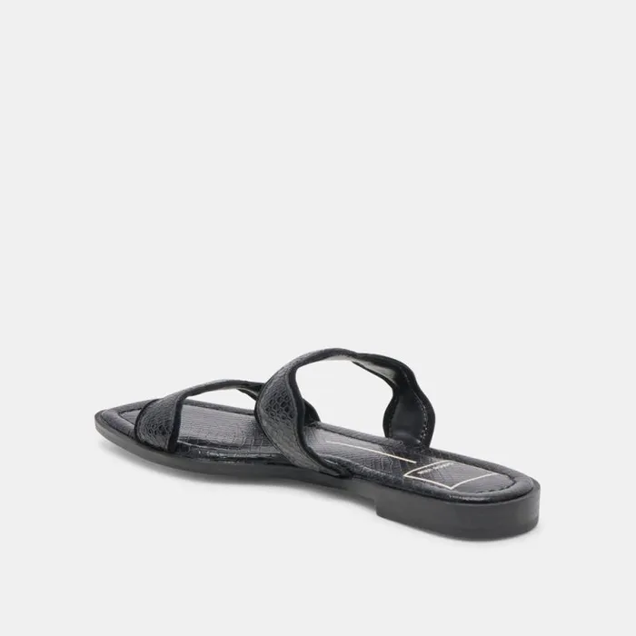Dolce Vita Ilva Sandals Onyx Embossed Leather Women Sandals