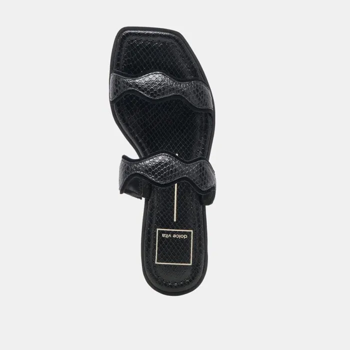 Dolce Vita Ilva Sandals Onyx Embossed Leather Women Sandals