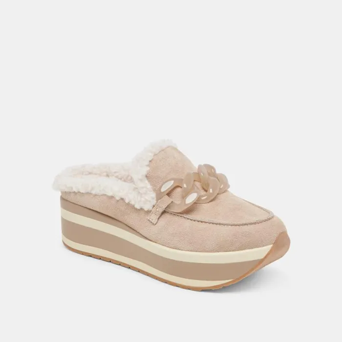 Dolce Vita Jamey Plush Sneakers Taupe Suede Women Flats and Loafers