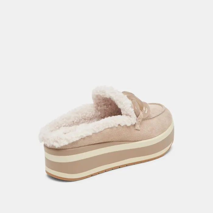 Dolce Vita Jamey Plush Sneakers Taupe Suede Women Flats and Loafers