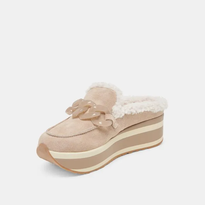 Dolce Vita Jamey Plush Sneakers Taupe Suede Women Flats and Loafers