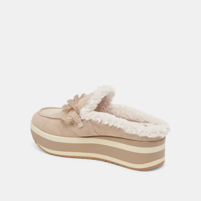 Dolce Vita Jamey Plush Sneakers Taupe Suede Women Flats and Loafers