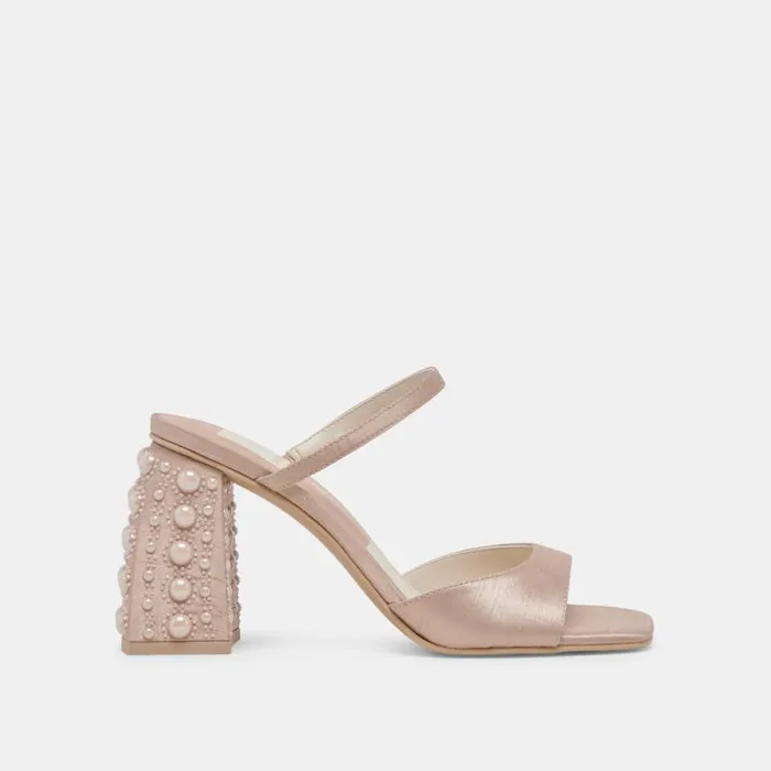 Dolce Vita Jemmy Pearl Heels Champagne Silk Women Heels