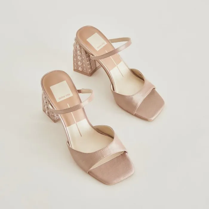 Dolce Vita Jemmy Pearl Heels Champagne Silk Women Heels