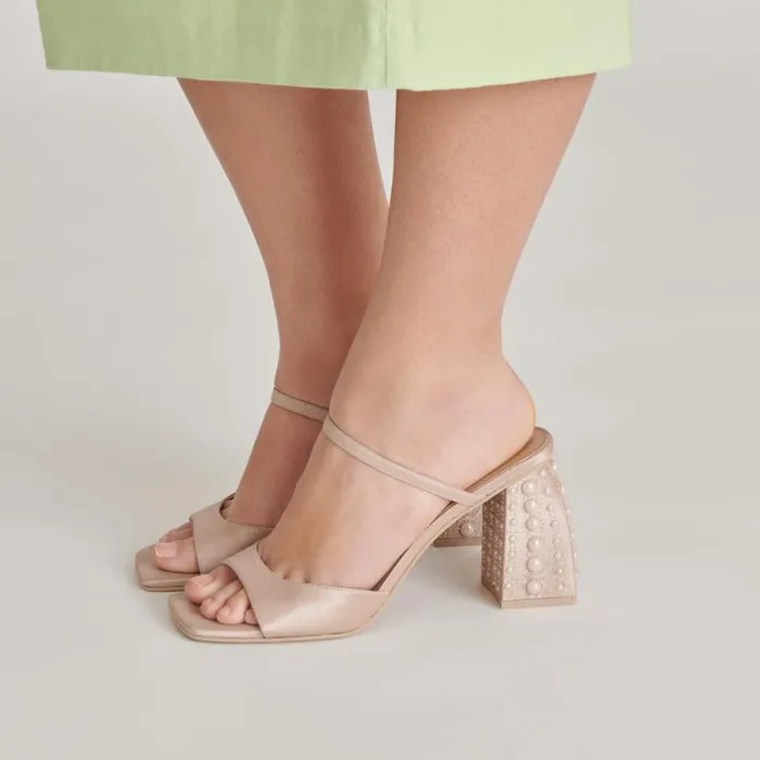 Dolce Vita Jemmy Pearl Heels Champagne Silk Women Heels