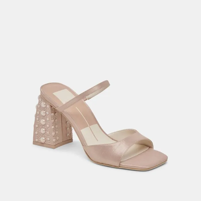 Dolce Vita Jemmy Pearl Heels Champagne Silk Women Heels