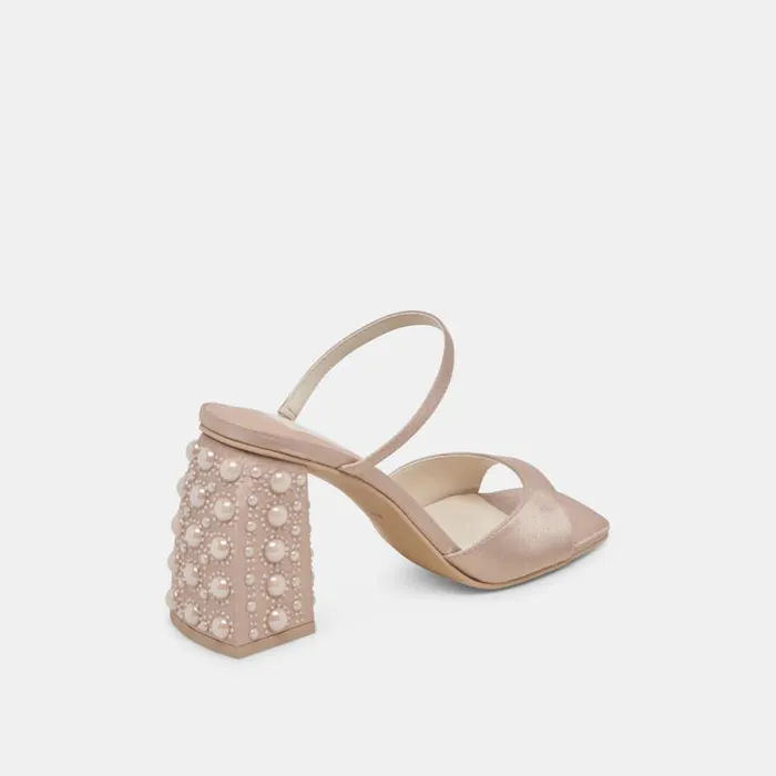 Dolce Vita Jemmy Pearl Heels Champagne Silk Women Heels