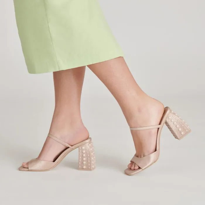 Dolce Vita Jemmy Pearl Heels Champagne Silk Women Heels