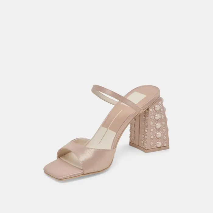 Dolce Vita Jemmy Pearl Heels Champagne Silk Women Heels