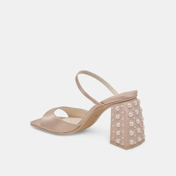 Dolce Vita Jemmy Pearl Heels Champagne Silk Women Heels