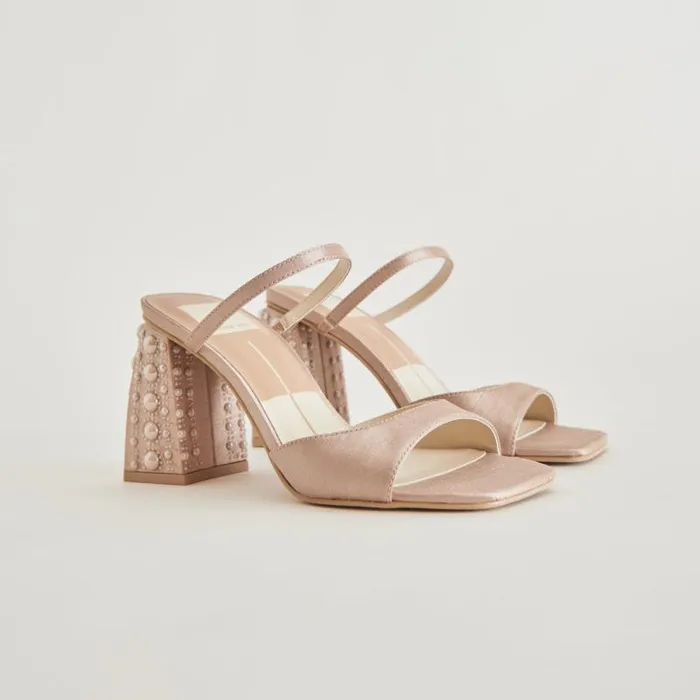 Dolce Vita Jemmy Pearl Heels Champagne Silk Women Heels