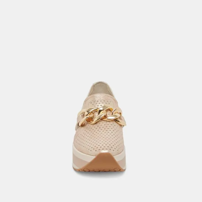 Dolce Vita Jhenee Perforated Sneakers Light Gold Nubuck Women Sneakers