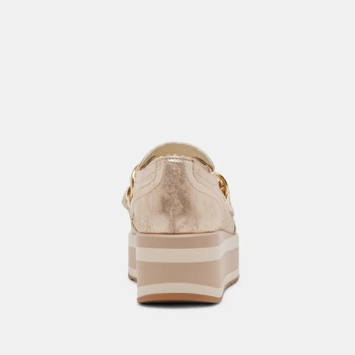 Dolce Vita Jhenee Perforated Sneakers Light Gold Nubuck Women Sneakers