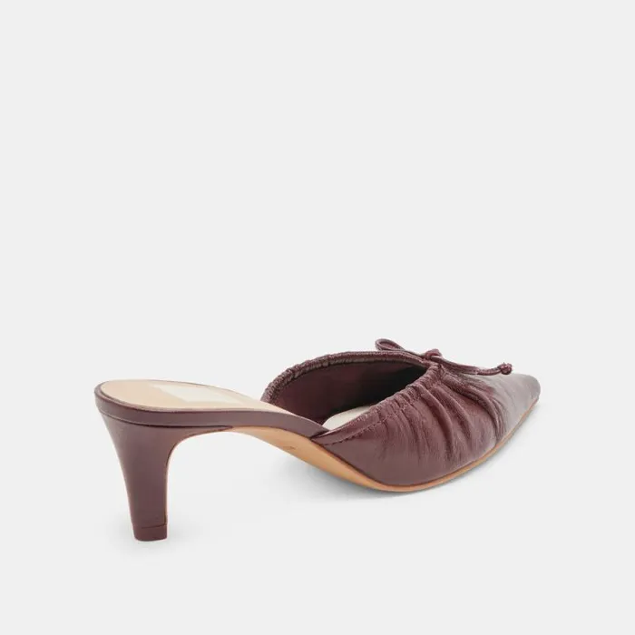 Dolce Vita Kairi Mid Heels Cranberry Crinkle Patent Women Mules and Clogs