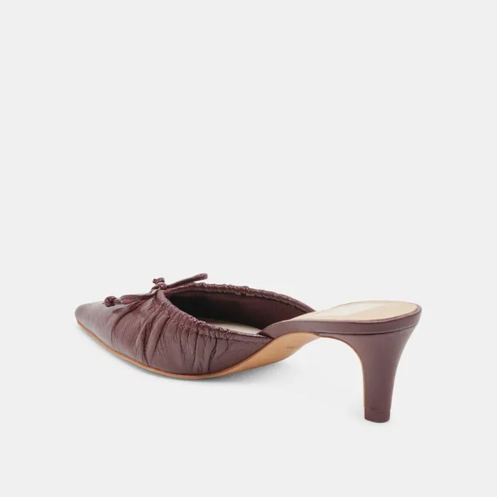 Dolce Vita Kairi Mid Heels Cranberry Crinkle Patent Women Mules and Clogs