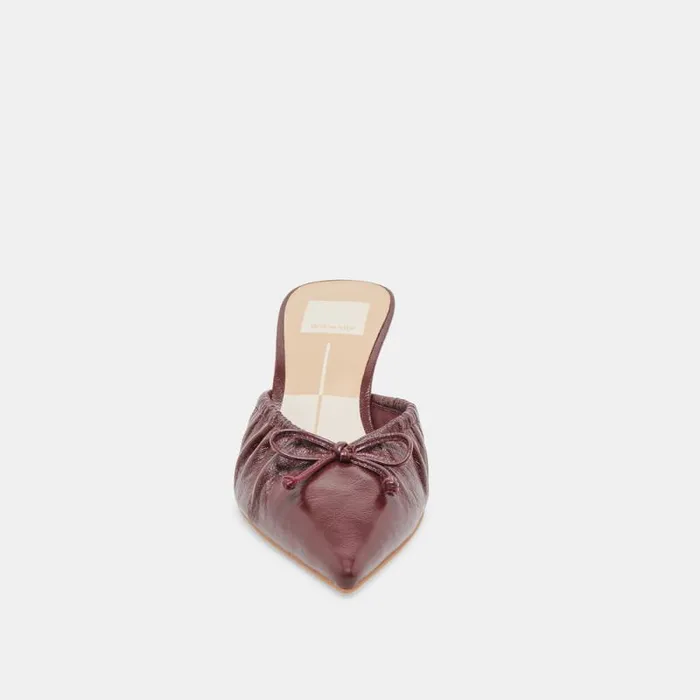 Dolce Vita Kairi Mid Heels Cranberry Crinkle Patent Women Mules and Clogs