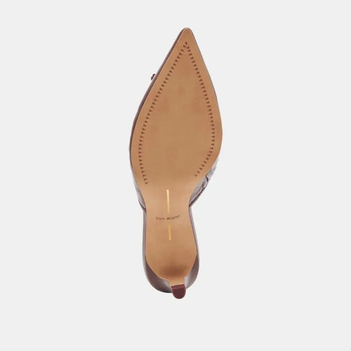 Dolce Vita Kairi Mid Heels Cranberry Crinkle Patent Women Mules and Clogs