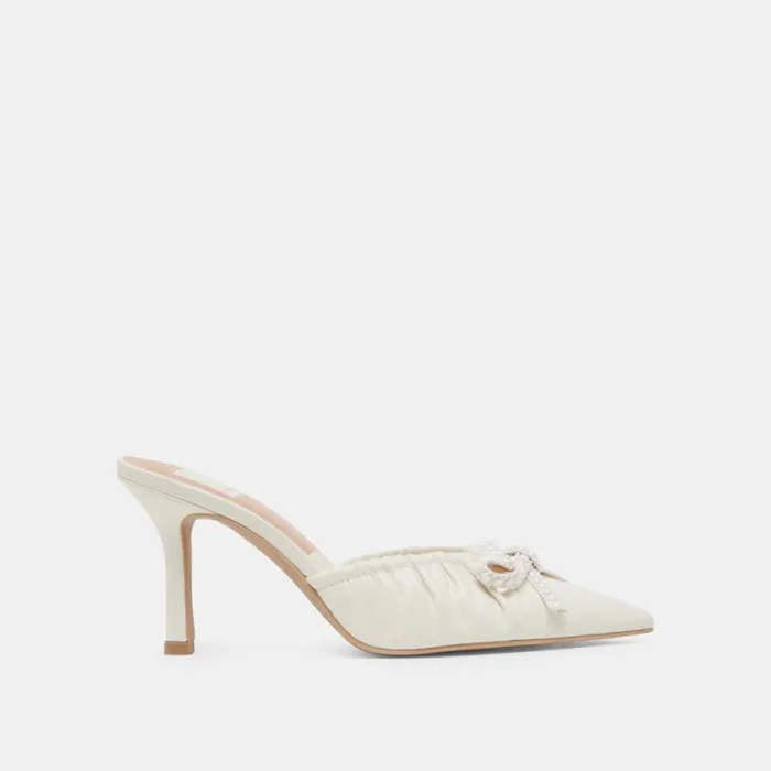Dolce Vita Kairi Pearl Heels White Crinkle Patent Women Heels