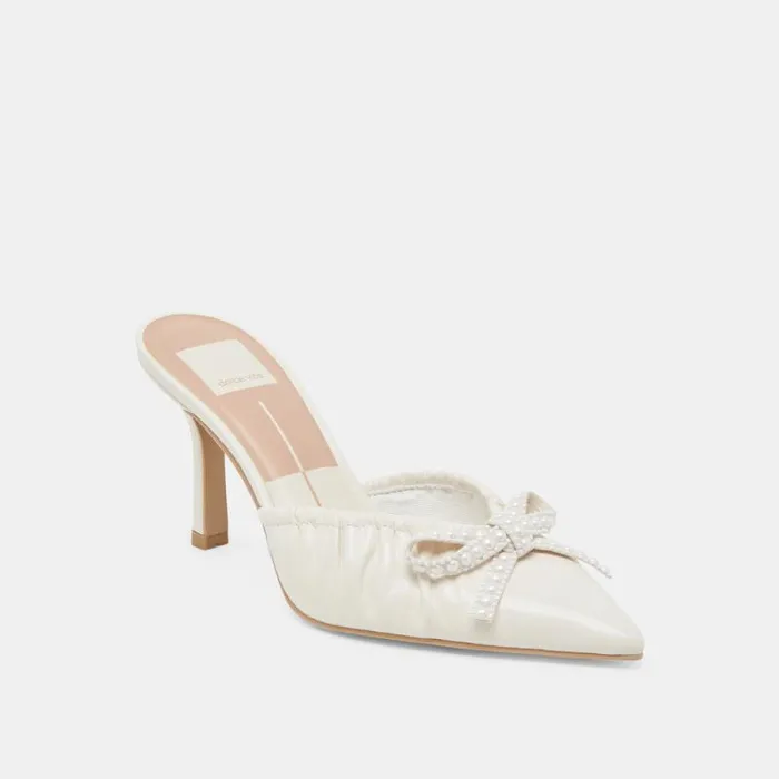 Dolce Vita Kairi Pearl Heels White Crinkle Patent Women Heels