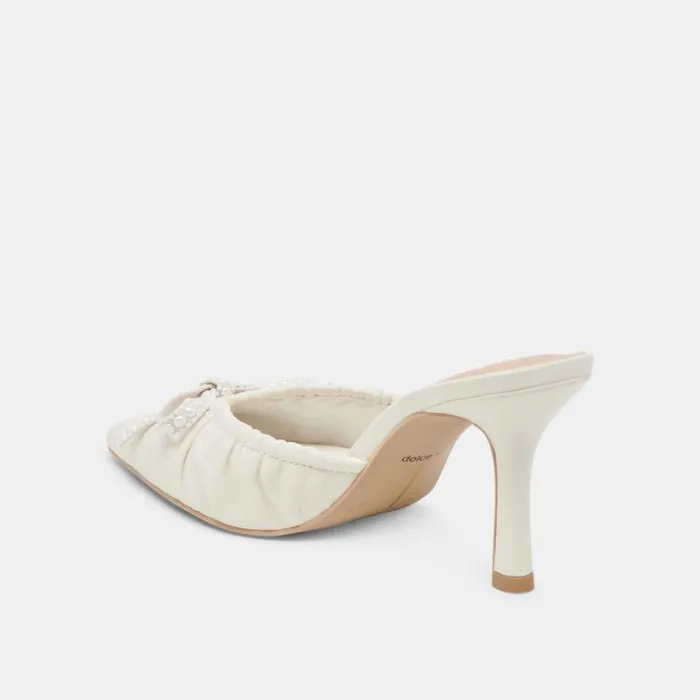 Dolce Vita Kairi Pearl Heels White Crinkle Patent Women Heels
