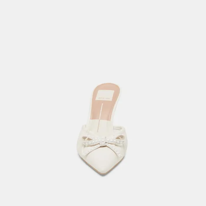 Dolce Vita Kairi Pearl Heels White Crinkle Patent Women Heels