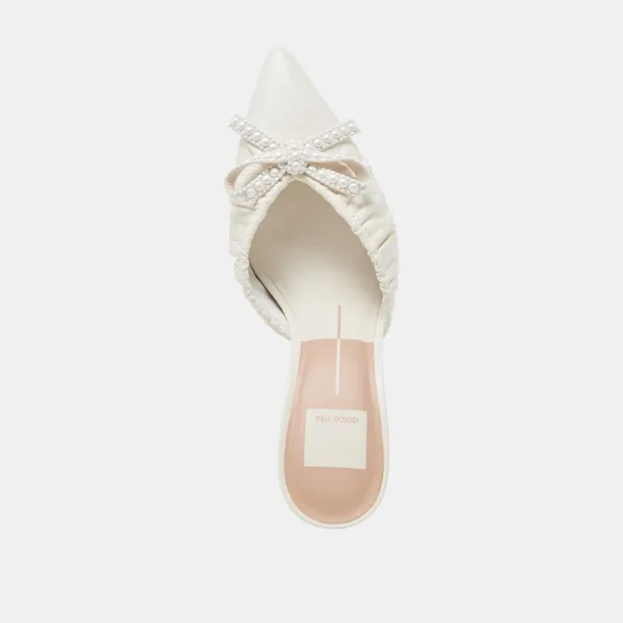 Dolce Vita Kairi Pearl Heels White Crinkle Patent Women Heels