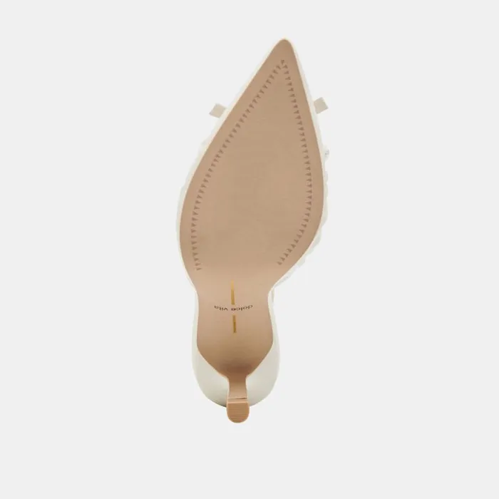Dolce Vita Kairi Pearl Heels White Crinkle Patent Women Heels