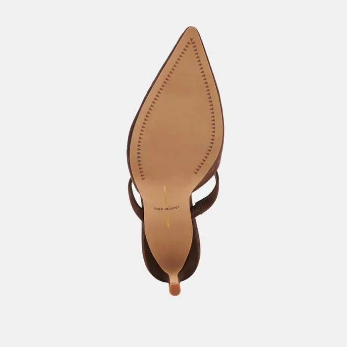 Dolce Vita Kanika Heels Dk Brown Suede Women Mules and Clogs