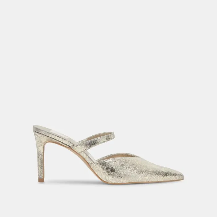 Dolce Vita Kanika Heels Platinum Distressed Leather Women Heels