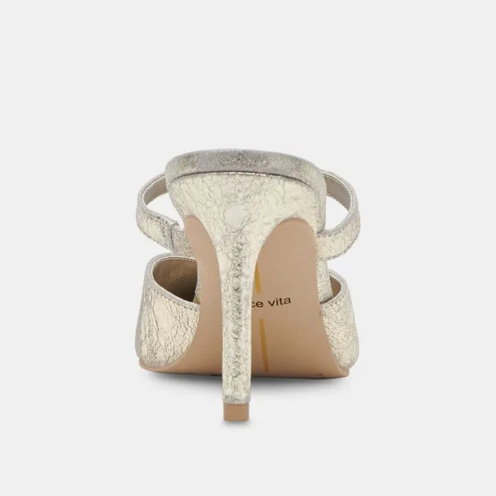 Dolce Vita Kanika Heels Platinum Distressed Leather Women Heels