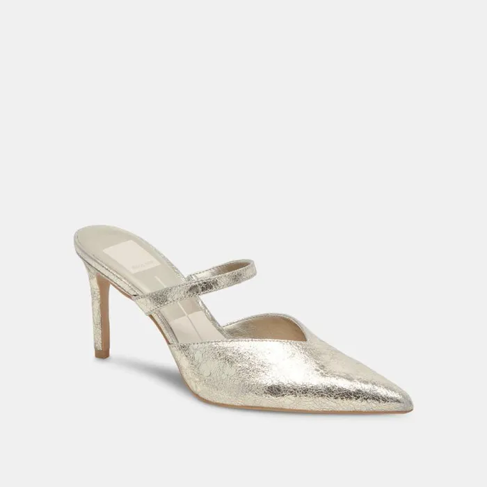 Dolce Vita Kanika Heels Platinum Distressed Leather Women Heels