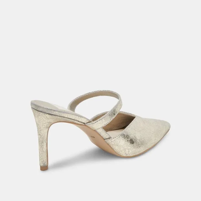 Dolce Vita Kanika Heels Platinum Distressed Leather Women Heels