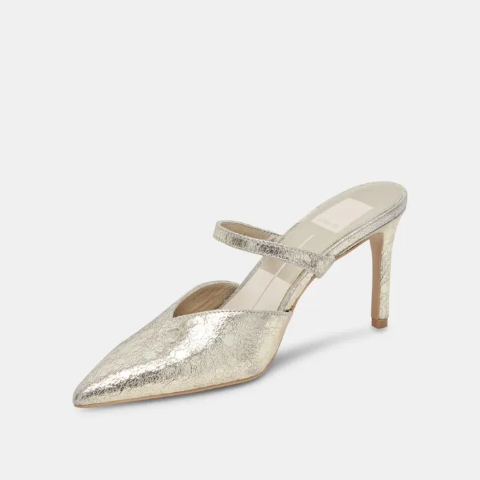 Dolce Vita Kanika Heels Platinum Distressed Leather Women Heels