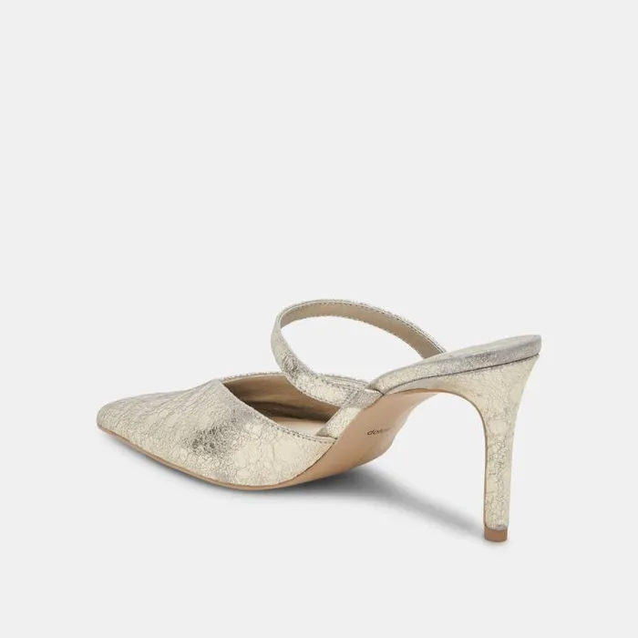 Dolce Vita Kanika Heels Platinum Distressed Leather Women Heels