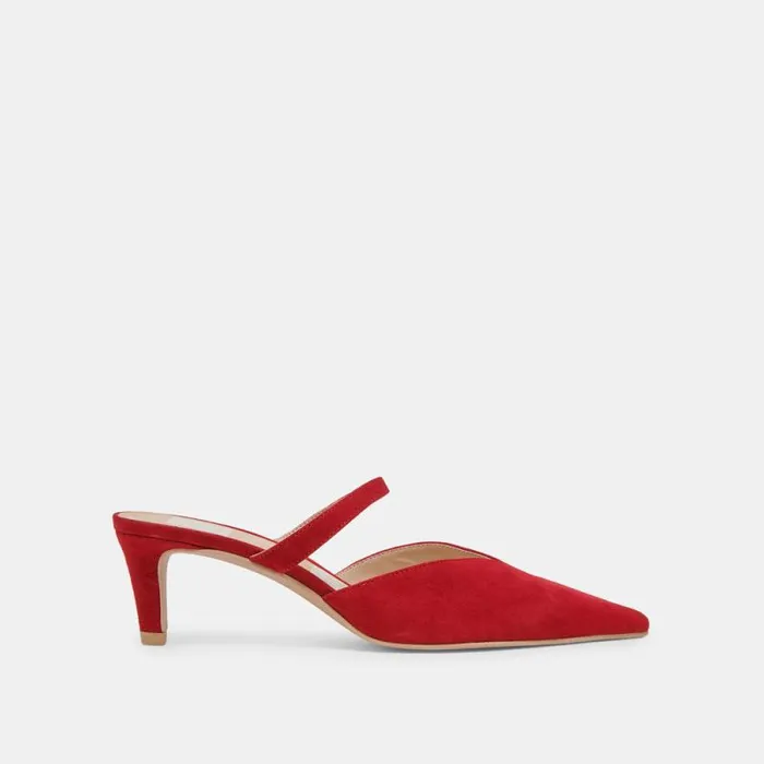 Dolce Vita Kanika Mid Heels Crimson Suede Women Heels