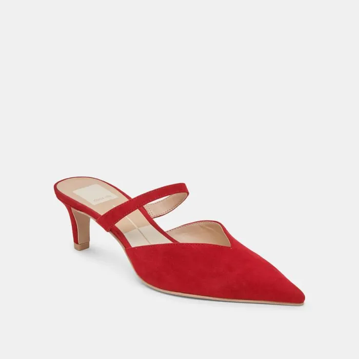Dolce Vita Kanika Mid Heels Crimson Suede Women Heels