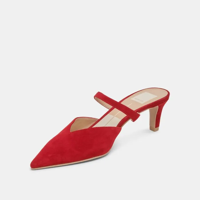 Dolce Vita Kanika Mid Heels Crimson Suede Women Heels