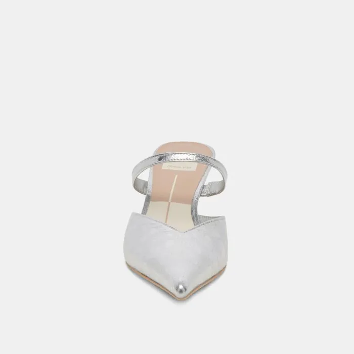 Dolce Vita Kanika Mid Heels Silver Distressed Leather Women Heels