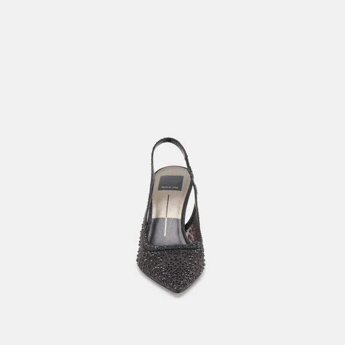 Dolce Vita Kaye Crystal Heels Black Mesh Women Heels