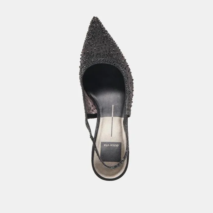 Dolce Vita Kaye Crystal Heels Black Mesh Women Heels