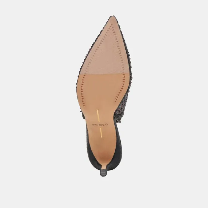 Dolce Vita Kaye Crystal Heels Black Mesh Women Heels