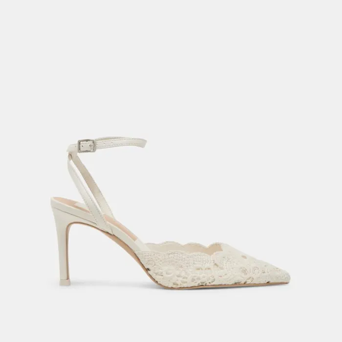 Dolce Vita Kenedy Heels White Crochet Women Heels