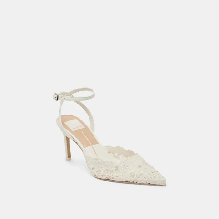 Dolce Vita Kenedy Heels White Crochet Women Heels