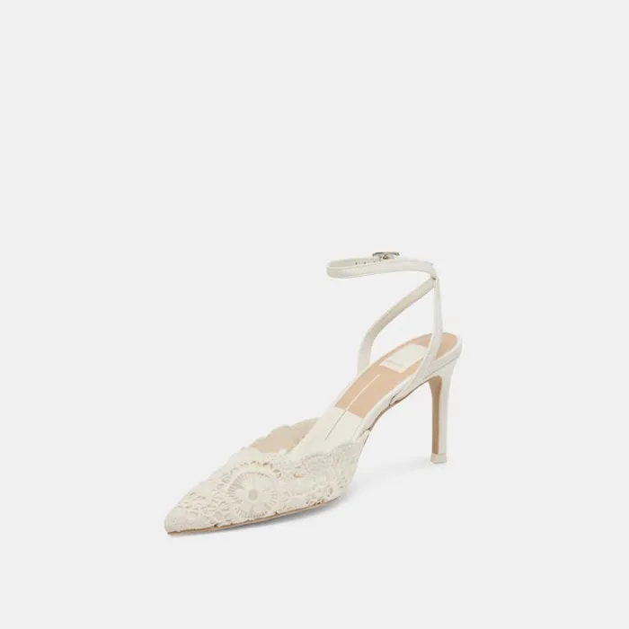 Dolce Vita Kenedy Heels White Crochet Women Heels