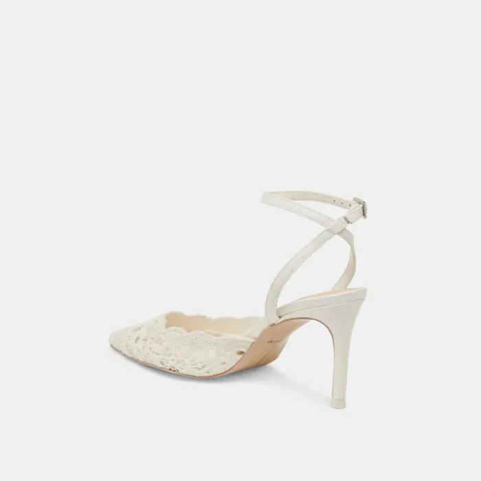 Dolce Vita Kenedy Heels White Crochet Women Heels