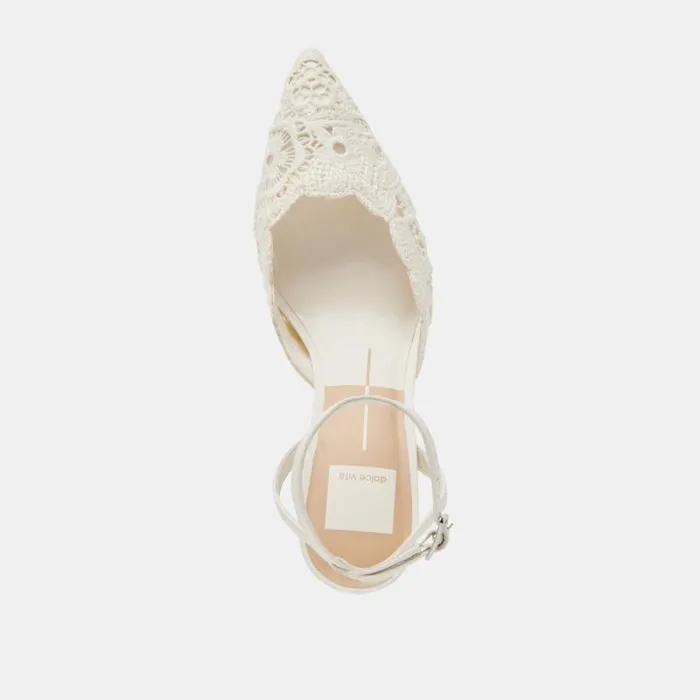 Dolce Vita Kenedy Heels White Crochet Women Heels